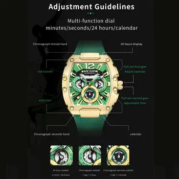 MEGIR Chronograph Luxury Sport Quartz Watch Men Waterproof Luminous Silicone Casual Big Dial Wristwatch Auto Date Reloj Hombre 8112