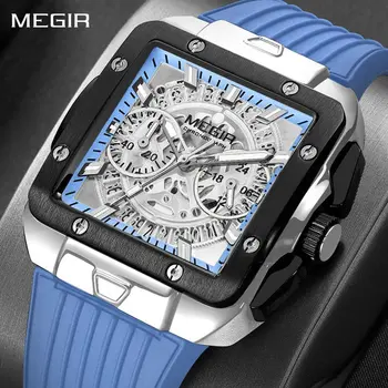 MEGIR Watch for Men Luxury Sport Quartz Wristwatch with Silicone Band Luminous Hands Date Male Chronograph Clock Reloj Hombre 2228