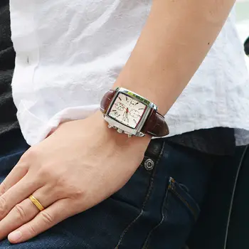MEGIR Watch Men Business Wristwatch Rectangle Quartz Military Watches Waterproof Luminous Leather Strap Sport Casual Clock Reloj Hombre 2028