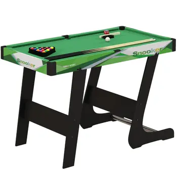 Table de billard pliable avec accessoires 2 queues, 16 billes, traingle, craie, dim. 104L x 55,5l x 68H cm, tapis vert