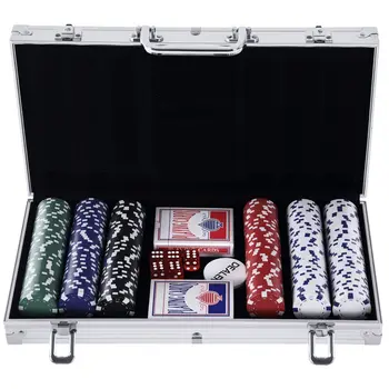 Mallette de Poker Coffret de Poker Complet avec 300 jetons 2 Jeux de Cartes + 2 clés Aluminium