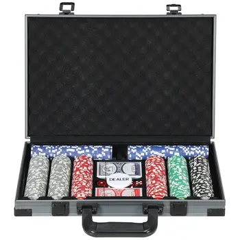 Mallette de poker coffret de poker complet 400 jetons, boîtier en ABS, cartes à jouer, dés, dealer, tapis, clés