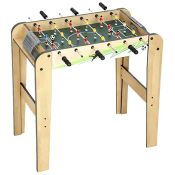 Baby-Foot Enfant 18 Joueurs 2 Balles, Barres 360°, Poignées Antidérapantes, Compteurs de Score, 75x66x75cm, Bois Naturel