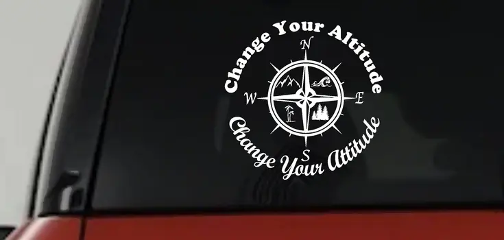 Mountains Ocean Palm Trees Car Truck Window Decal Change Your Attitude