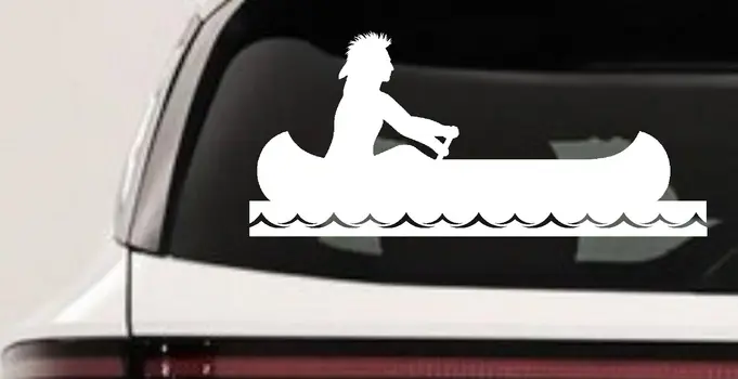Native American Canoe Vinyl Decal for Car and Truck Windows