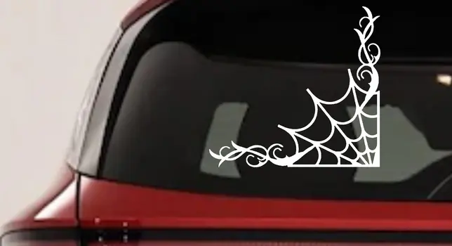 Corner Spider Web Swirls Vinyl Decal Sticker for Car Truck Window Decor
