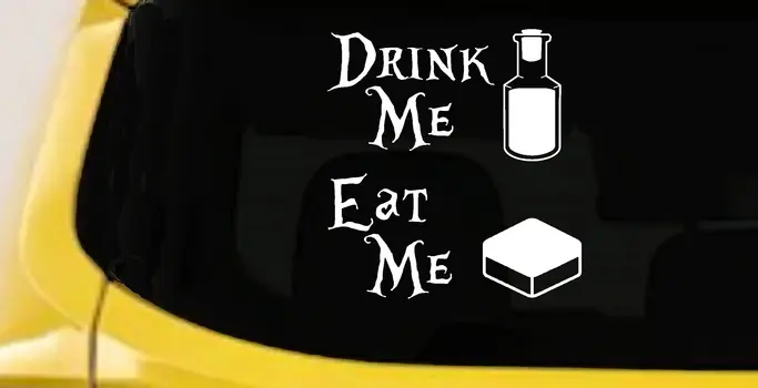 Alice Wonderland Drink Me Eat Me Vinyl Decal Car Truck Sticker Art