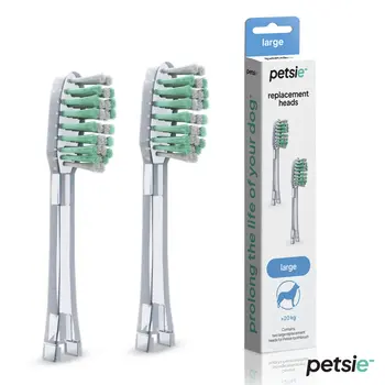 2 replacement heads for Petsie dog toothbrush (size L  20+kg)