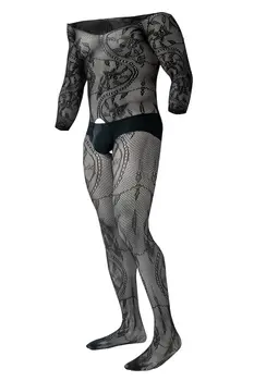 Black Lacey Crotchless Fishnet RAV119 - L/XL