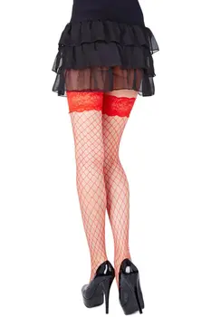 Hold-ups fishnet Stockings Rita red - T5/6
