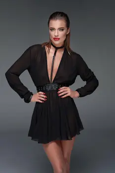 black Chiffon minidress with choker F150- 3XL