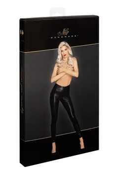 F274 Snake wet look leggings with zipper - 3XL