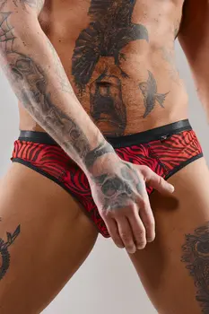 mesh brief REAmdres001 black/red - 2XL