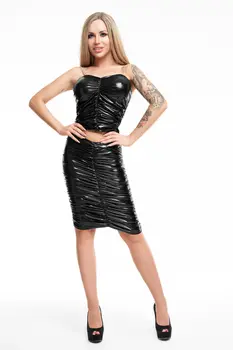 black wetlook skirt SK066 - XL