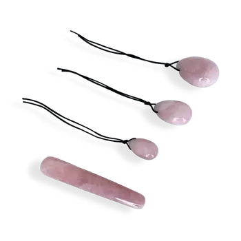 Harmonia- The Enlightenment Rose Quartz Egg Set and Clear Quartz Yoni Eggs