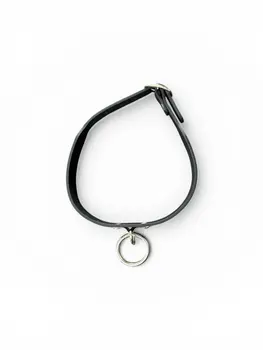 Luxury Black Bondage Collar with O-Ring
