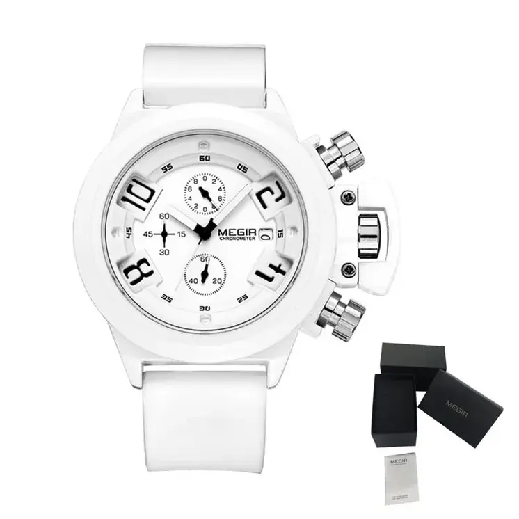 MEGIR Men Watches Luxury Fashion Sport Military Chronograph Luminous Date Quartz Wristwatch Clock Big Dial Relogio Masculino 2002