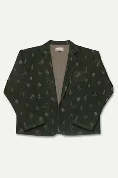 Botanic Print Olive Green Denim Kimono