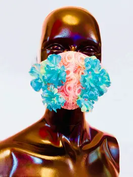 MASK WITH BLUE FLOWERS