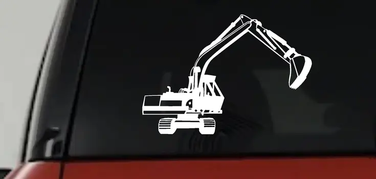Track Hoe Excavator Decal Sticker for Construction Business Trucks Cars