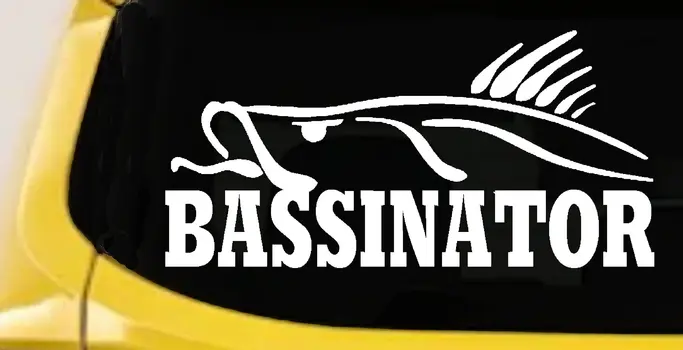 BASSINATOR Left Bass Fishing Car Truck Window Vinyl Decal Sticker
