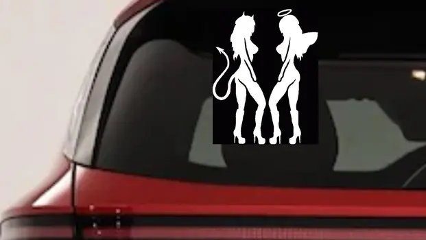 Angel Devil Girls Car Decal Good Evil Twins Window Vinyl Sticker