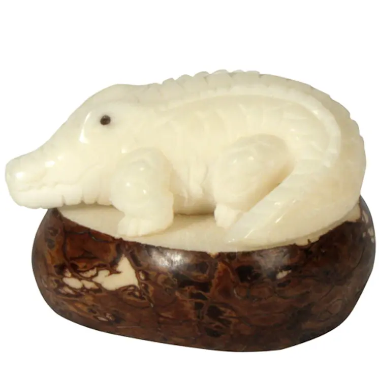 Alligator Tagua Nut Figurine