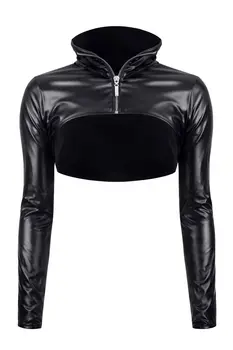 black short wetlook Jacket DDMarika001 - 2XL