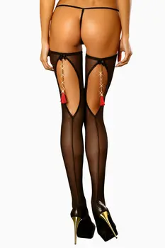 black Boudoir Stockings L/XL by Lolitta