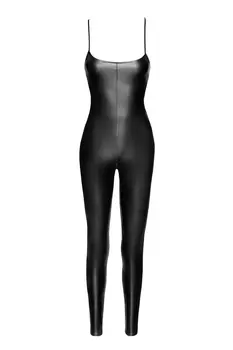F316 Wild crocodile printed wetlook catsuit with lace up back - 3XL