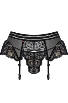 853-GAR-1 Garter Belt + T-String black - L/XL