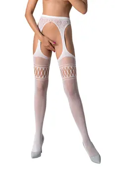 open tights S026 white - S/M