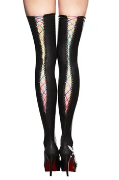 schwarze Straps-Strümpfe A0191 L/XL von 7-Heaven