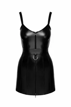 F320 Wetlook Minikleid mit Ring - 3XL